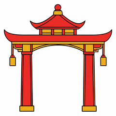 Eastern Chinese arch art vector illustration