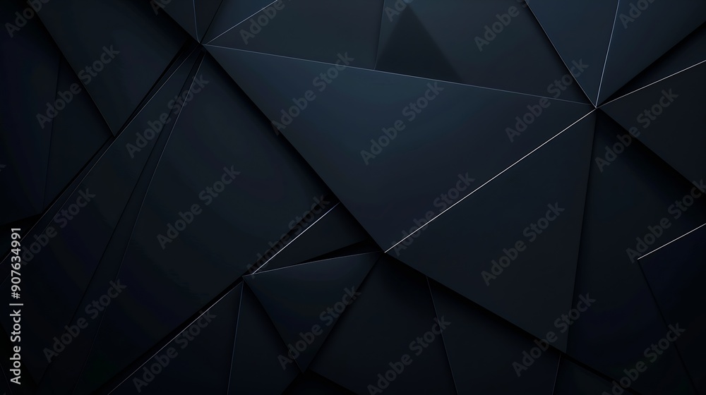 Fototapete Modern black blue abstract background Minimal Color gradient Dark Web banner Geometric shape 3d effect Lines stripes triangles Design Futuristic Cut paper or metal effect Luxury Premiu : Generative AI