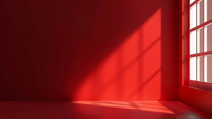 Abstract red studio background for product presentation Backdrop with shadows of window for display product : Generative AI