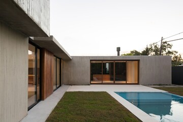 design exterior modern house with swimming pool generative ai