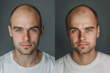 Two men with shaved heads, one with a beard and the other without