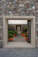 design of entrance to the house with plant generative ai