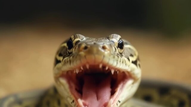A detailed close up of a snake highlighting its scales and eyes, showcasing its natural habitat and beauty