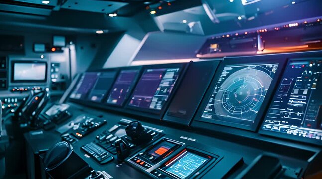 Ship's Bridge with Navigation System
