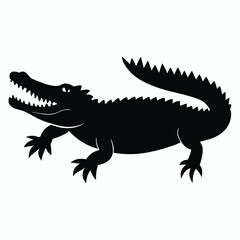 Naklejka premium a Crocodile, alligator vector silhouette, 
