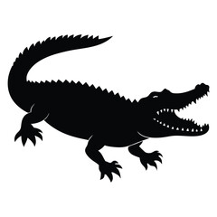 Obraz premium a Crocodile, alligator vector silhouette, 
