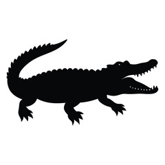 Fototapeta premium a Crocodile, alligator vector silhouette, 