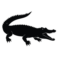 Fototapeta premium a Crocodile, alligator vector silhouette, 