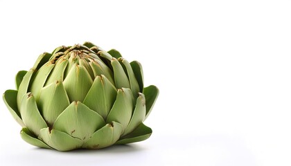 globe, french or green artichoke heart - Cynara cardunculus - is a variety of a species of thistle cooked and eaten or used as an ingredient in cooking. isolated on white background