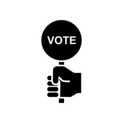 
vote icon, Polling, Voting election with hand holding voting board, vector illustration isolated white background.