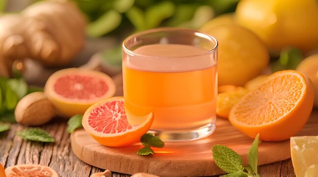 Refreshing Citrus Juice with Mint Garnish