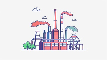 Naklejka premium A cute cartoon of a smart factory with sustainable practices