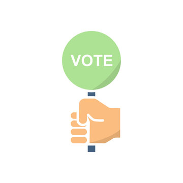 
vote icon, Polling, Voting election with hand holding voting board, vector illustration isolated white background.