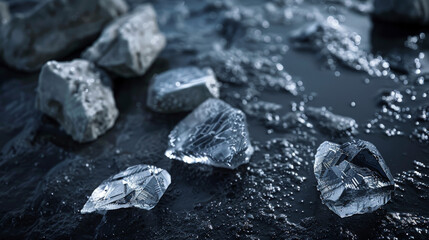 raw lithium samples on dark surfaces