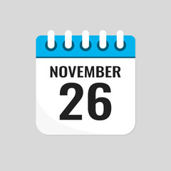 Icon page calendar day - 26 November