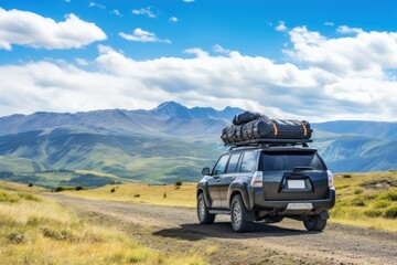 Fototapeta premium Car mountain vacation vehicle.