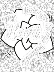 Nurse Quotes Flower Coloring Page Beautiful black and white illustration for adult coloring book