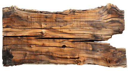 rough wooden plank cut out, isolated on white