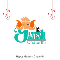 Fototapeta premium Happy Ganesh Chaturthi Translation: Ganesh Chaturthi means Ganesh Festival