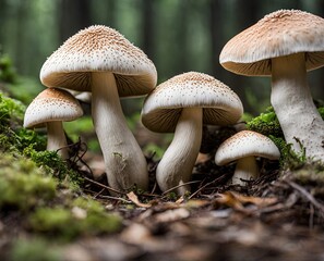 Cluster of White Mushrooms