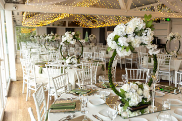 Luxury Wedding Venue: Beautifully Decorated Table with Floral Hoops