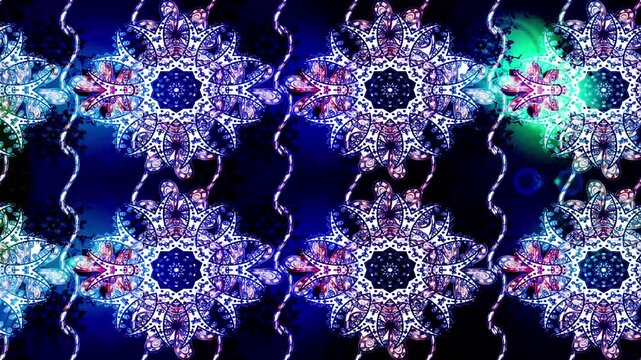 Motion footage background with colorful elements. Flowers. Vintage. Flag style. Video. Template. Loop. Seamless.