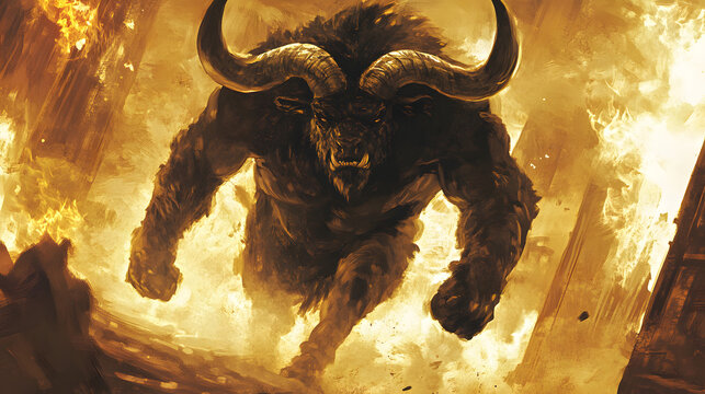 illustration of the creature Minotaur, Greek mythology