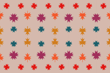 Playful Multicolored Stars: Whimsical Pattern for Children's Clothing and Fun Decor. Ideal for joyful crafts, vibrant kids' fashion, and creative decor items, autumn leaves pattern