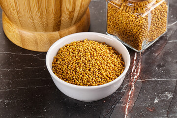 Mustard dry seeds in the bowl