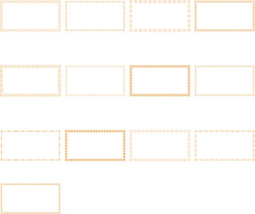 Golden art deco ornaments. antique decorative gold border, retro geometric ornamental frame and ornate golden corners. 