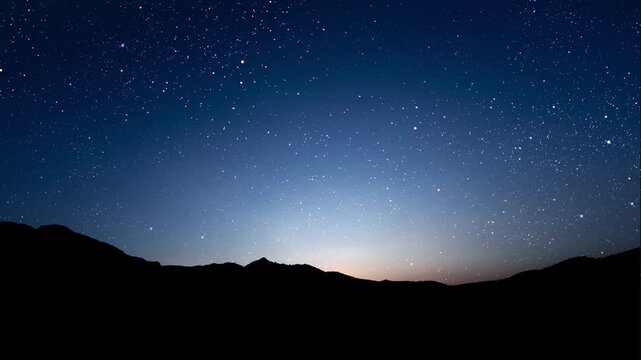 A Night sky panorama with stars and moon