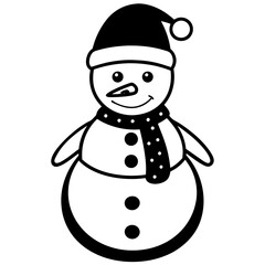 Christmas black snowman silhouette vector illustration,new year, xmas, christmas. Snow, holiday, cold weather, frost. Winter design elements. Vector illustration.