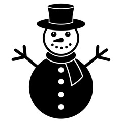 Christmas black snowman silhouette vector illustration,new year, xmas, christmas. Snow, holiday, cold weather, frost. Winter design elements. Vector illustration.