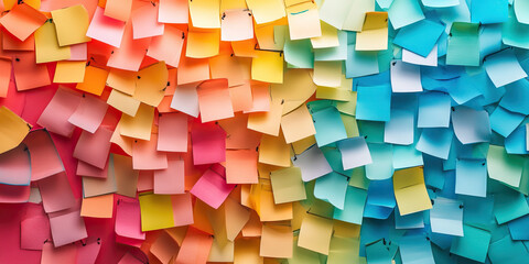 Positive Thinking: A colorful collection of motivational quotes and inspirational sticky notes adorn a plain, white wall.