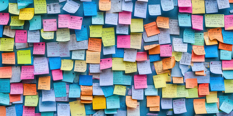 Positive Thinking: A colorful collection of motivational quotes and inspirational sticky notes adorn a plain, white wall.