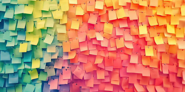 Positive Thinking: A colorful collection of motivational quotes and inspirational sticky notes adorn a plain, white wall.