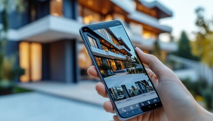 Real Estate Mobile Apps: On-the-Go Property Searches, person using a mobile app to browse real estate listings.