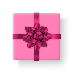 Gift box with bow and ribbons. Isolated on white background