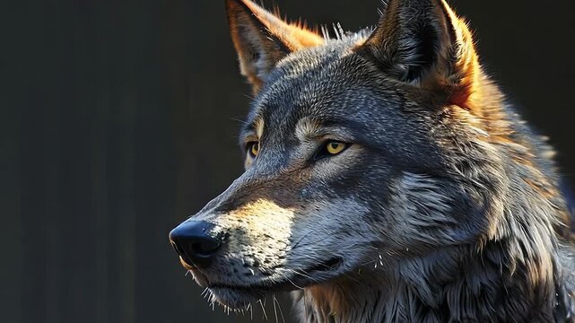 Majestic gray wolf portrait in natural habitat