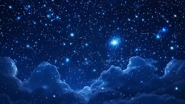 Night starry skies with twinkling stars motion background , Looping seamless space backdrop with blinking star in the night sky