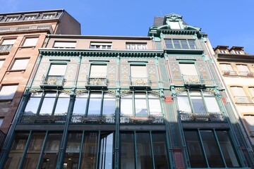 Bâtiment typique, vue de l'extérieur, ville de Strasbourg, département du Bas Rhin, France