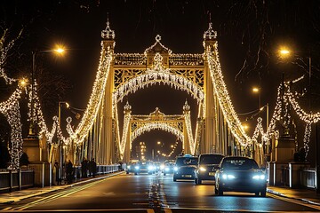 Obraz premium Light trails during blue hour at the Tower Bridge