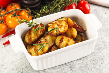 Grilled young small baby potato