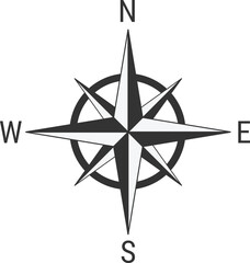 Compass rose or compass star icon. Rose of the winds icon on transparent background