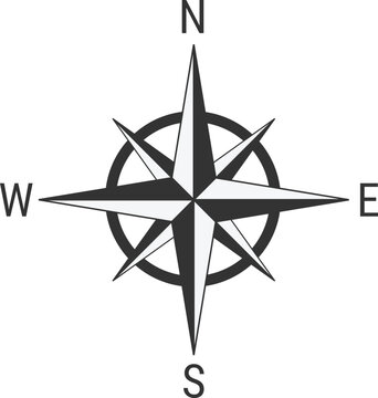 Compass rose or compass star icon. Rose of the winds icon on transparent background