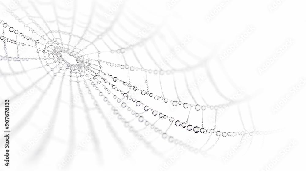 Wall mural spider web with dew drops