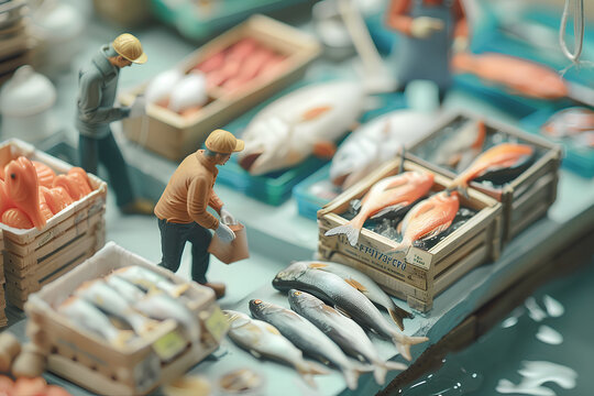 魚市場で働く人々