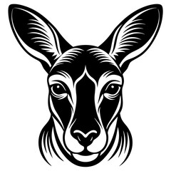 kangaroo face  black art vector illustration