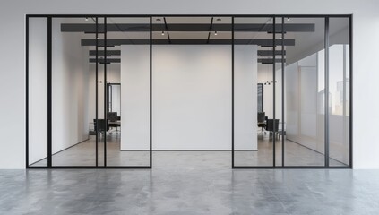 Modern Office Interior with Glass Doors