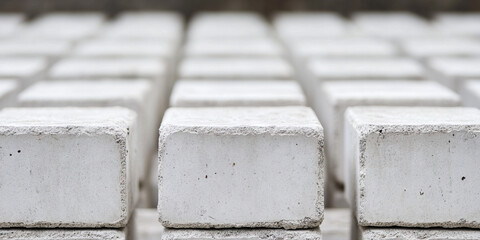 A row of uniform white bricks, forming the outline of a future architectural marvel